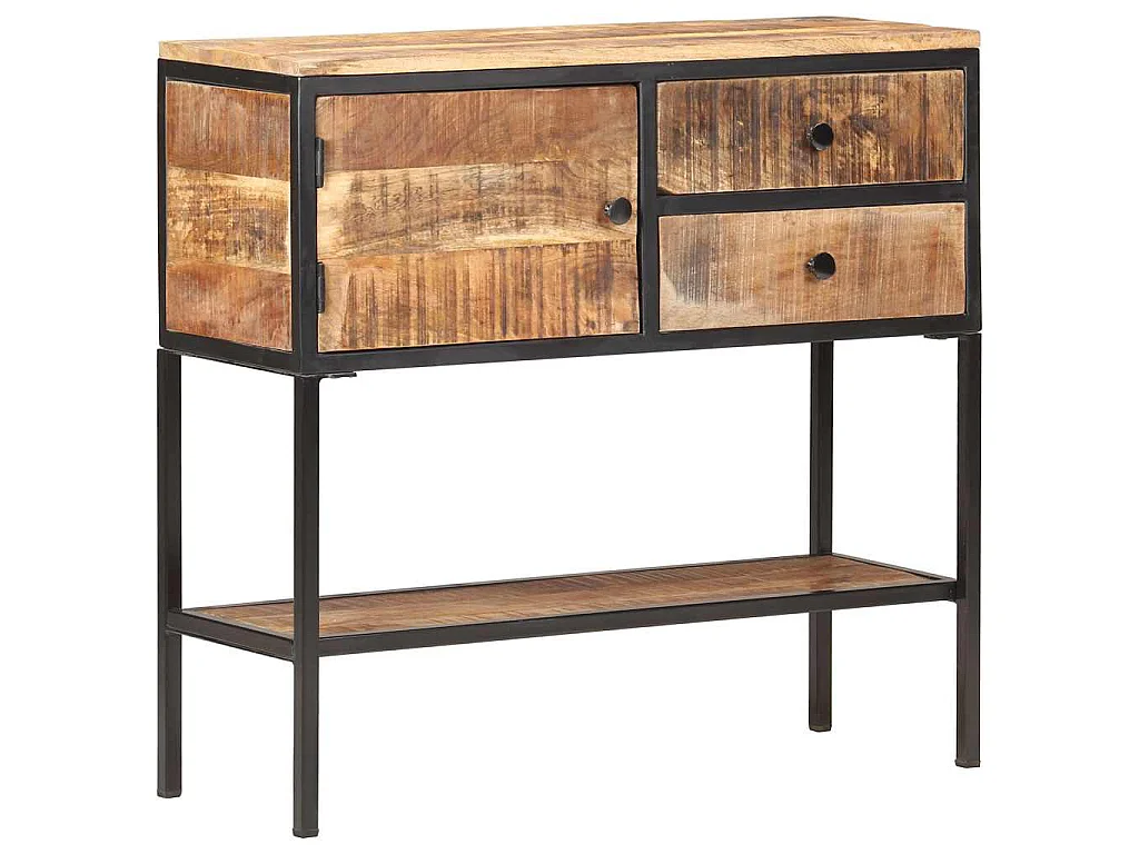 Credenza 85x30x80 cm in Legno Massello di Mango Grezzo