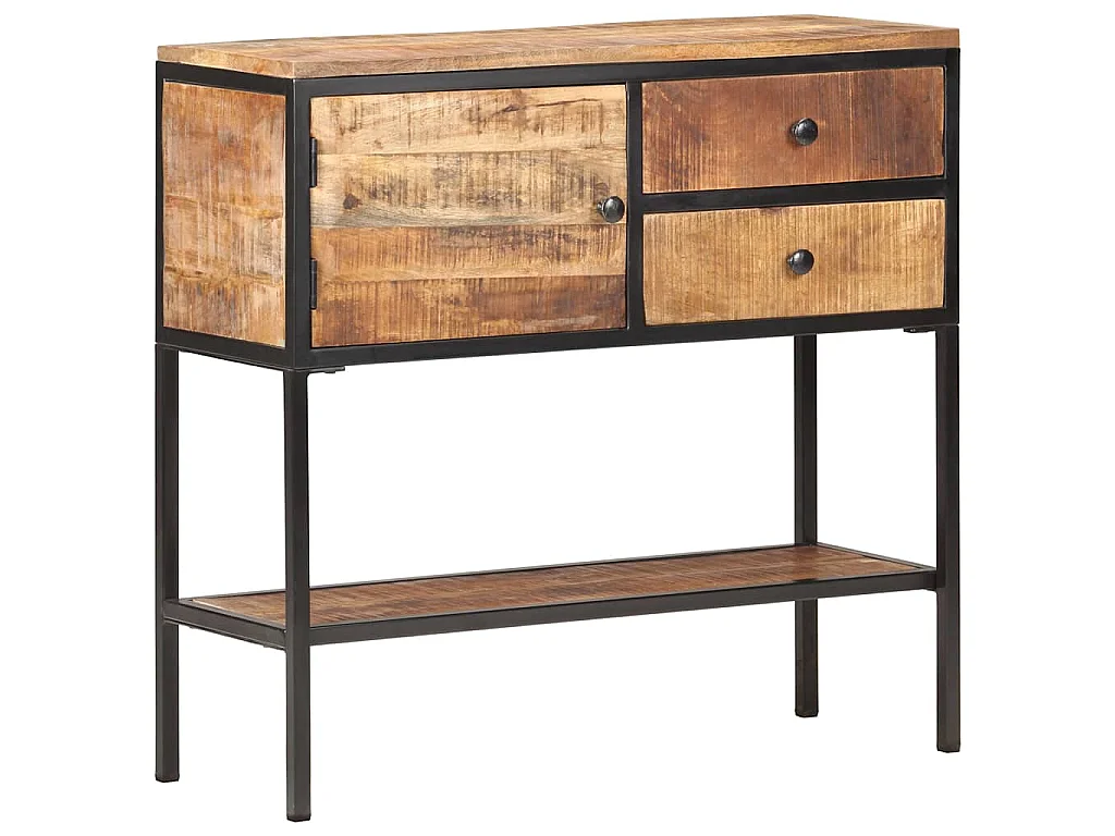 Credenza 85x30x80 cm in Legno Massello di Mango Grezzo