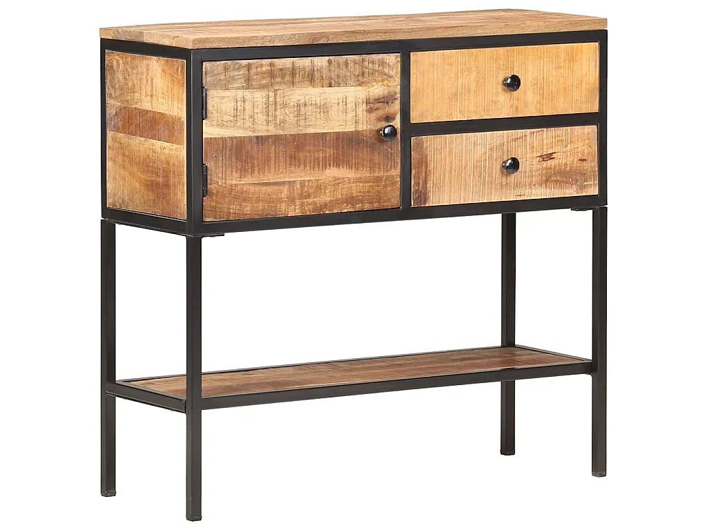 Credenza 85x30x80 cm in Legno Massello di Mango Grezzo