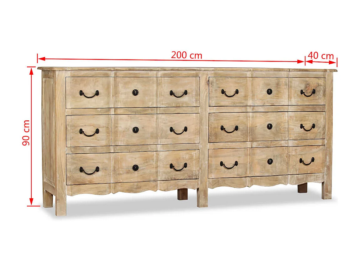 Buffet Bois de manguier solide 200x40x90 cm