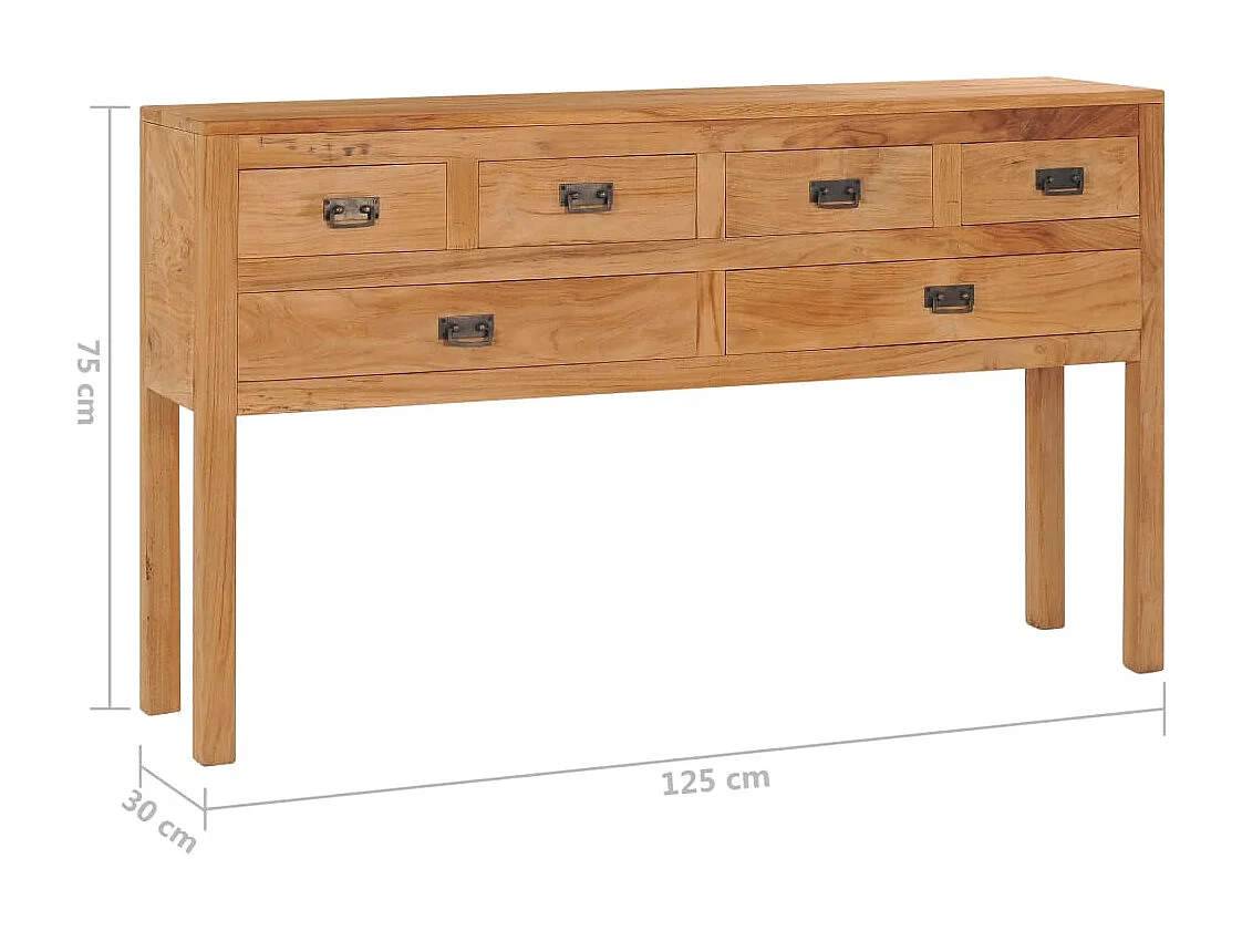 Credenza 125x30x75 cm in Legno Massello di Teak