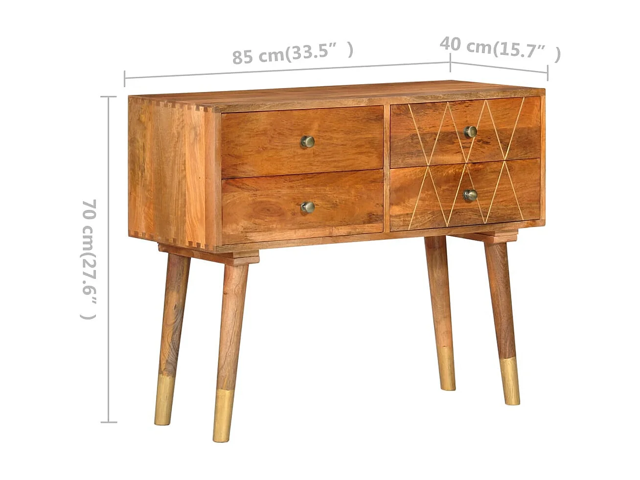 Credenza 85x40x70 cm in Legno Massello di Mango