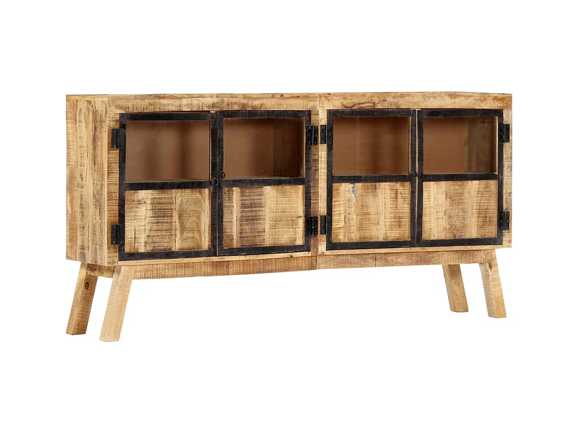 Buffet Marron et noir 160x30x80 cm Bois de manguier solide brut
