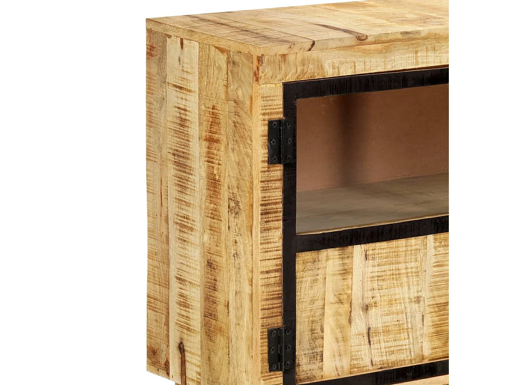 Aparador em mangueira maciça áspera 160x30x80 cm castanho/preto