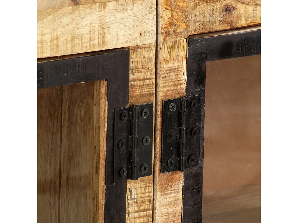 Aparador em mangueira maciça áspera 160x30x80 cm castanho/preto