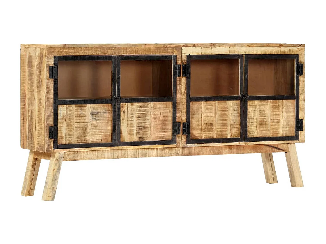 Aparador em mangueira maciça áspera 160x30x80 cm castanho/preto