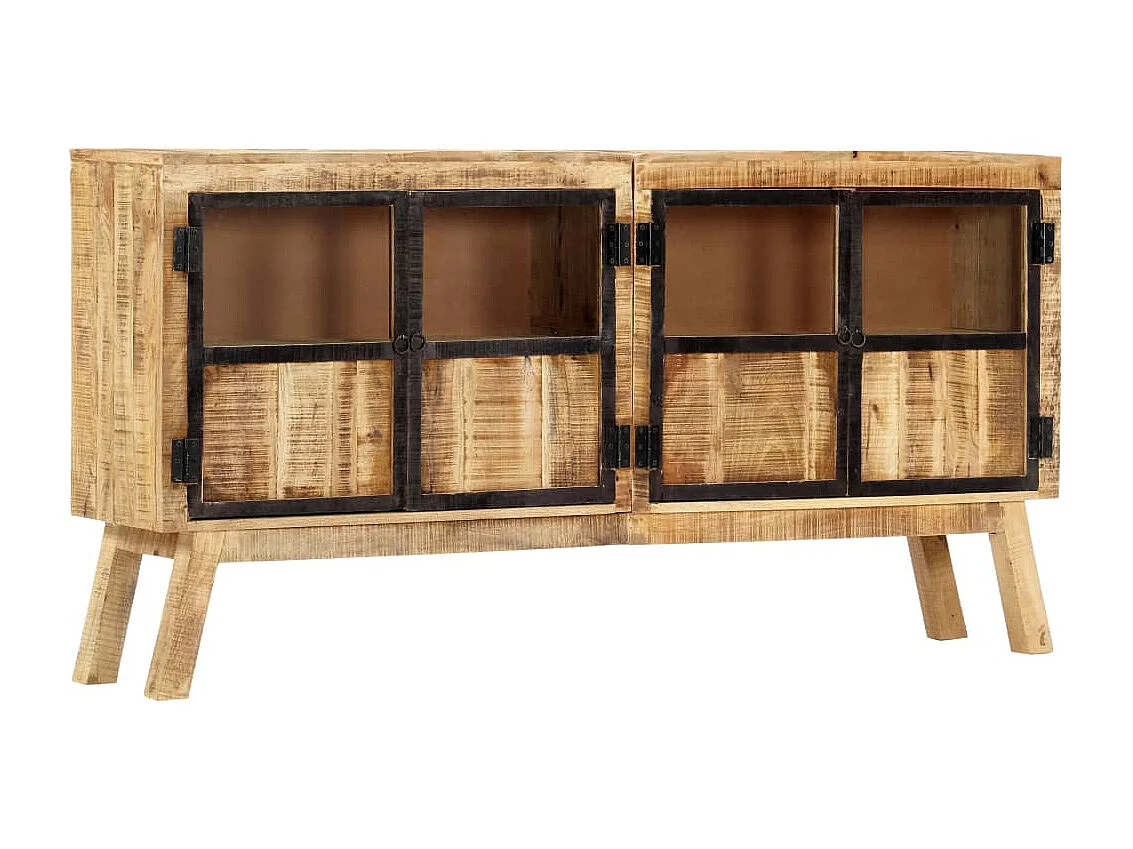 Aparador em mangueira maciça áspera 160x30x80 cm castanho/preto