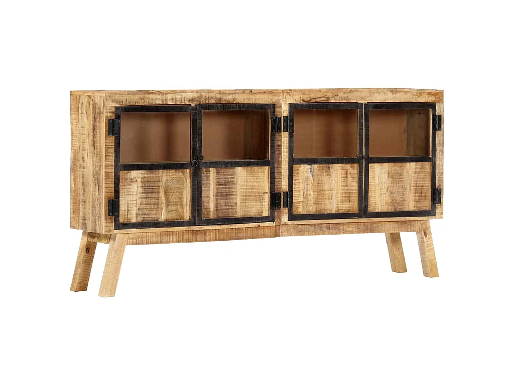 Dressoir 160x30x80 cm massief ruw mangohout bruin en zwart