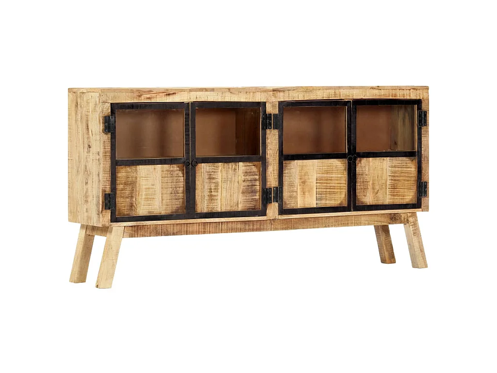 Dressoir 160x30x80 cm massief ruw mangohout bruin en zwart