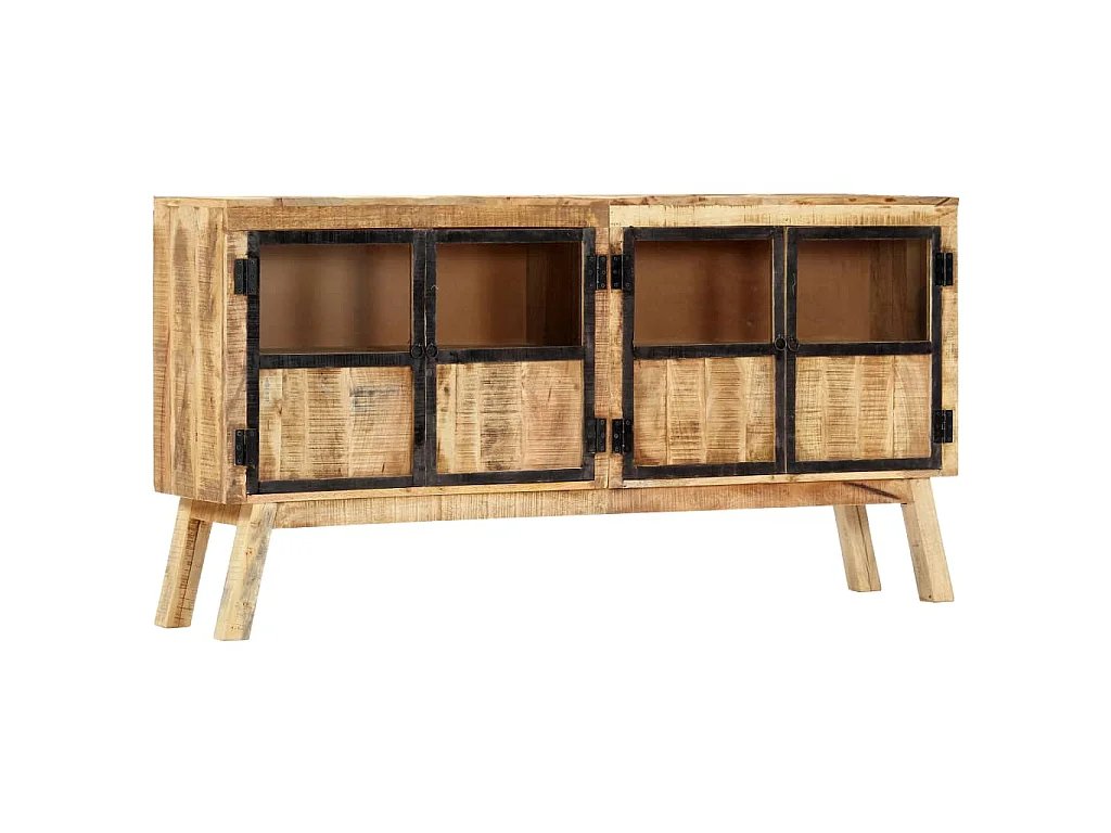 Dressoir 160x30x80 cm massief ruw mangohout bruin en zwart
