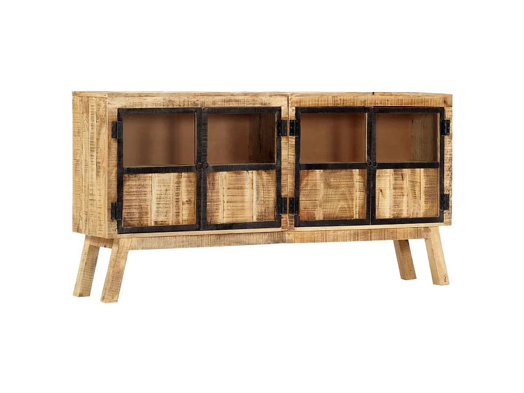 Dressoir 160x30x80 cm massief ruw mangohout bruin en zwart
