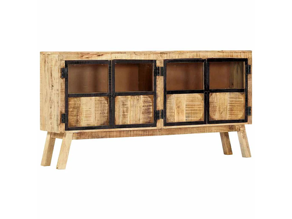 Dressoir 160x30x80 cm massief ruw mangohout bruin en zwart