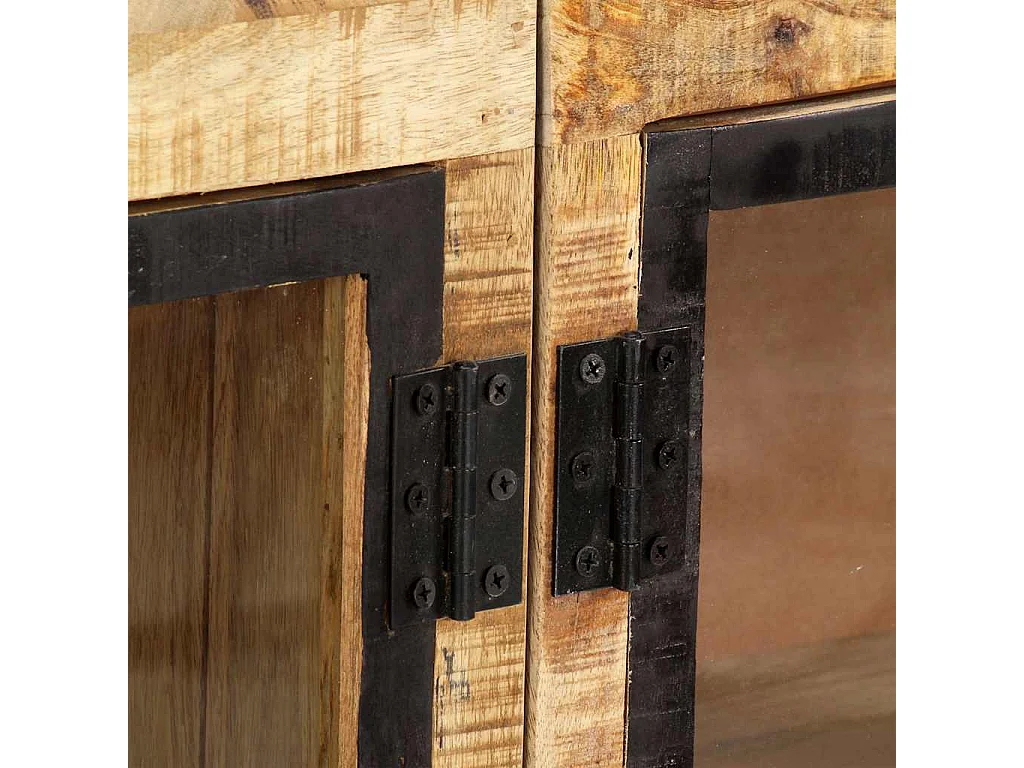 Dressoir 160x30x80 cm massief ruw mangohout bruin en zwart