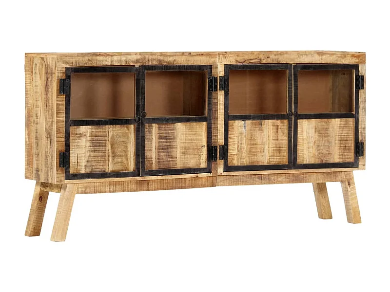 Aparador em mangueira maciça áspera 160x30x80 cm castanho/preto