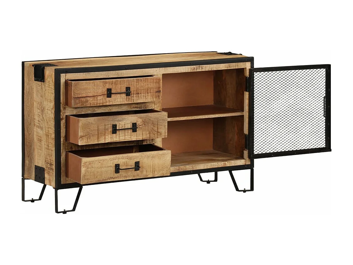 Sideboard 100×31×60 cm Raues Mango-Massivholz
