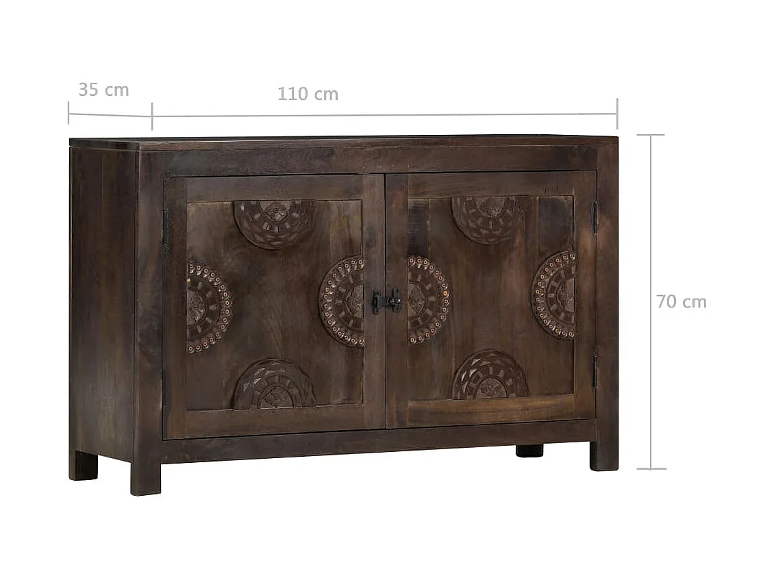 Buffet avec dessin sculpté 110x35x70 cm Bois de manguier massif