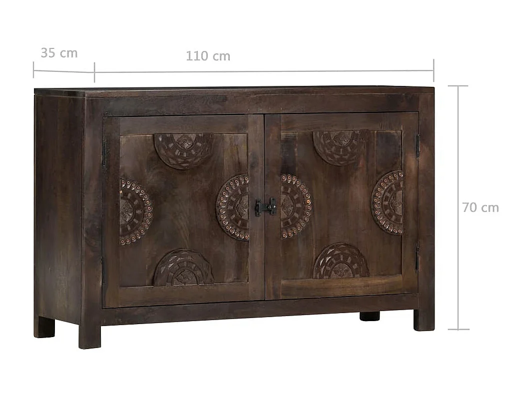 Buffet avec dessin sculpté 110x35x70 cm Bois de manguier massif