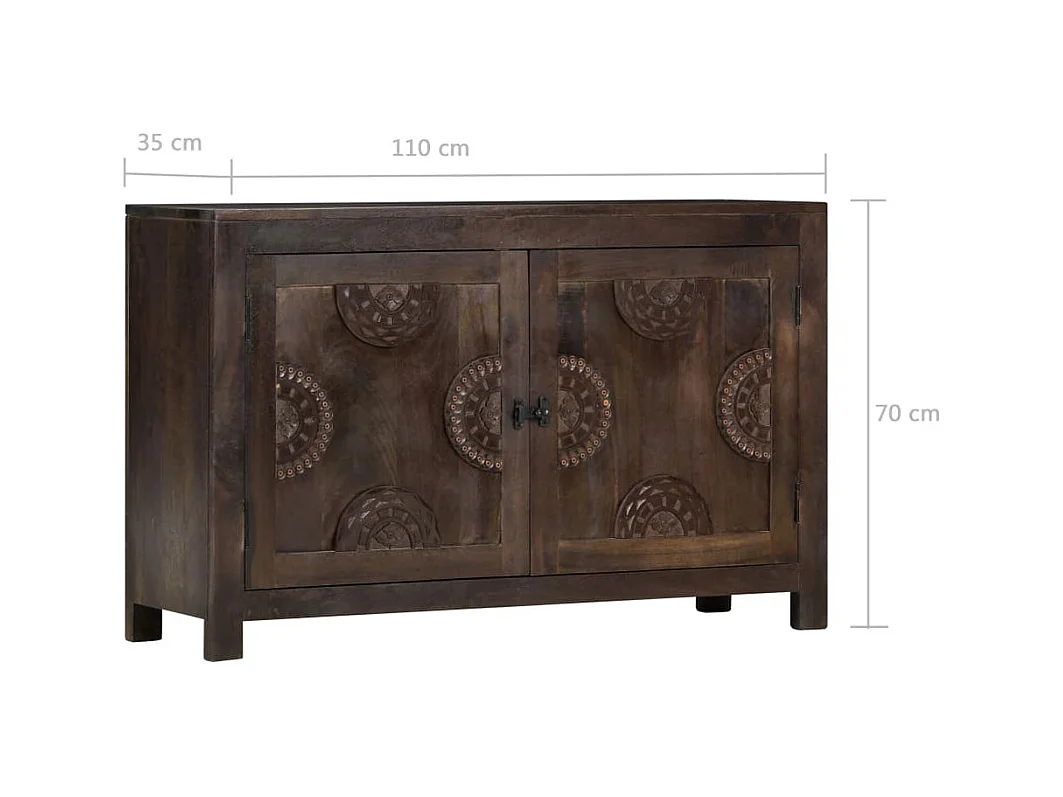 Buffet avec dessin sculpté 110x35x70 cm Bois de manguier massif