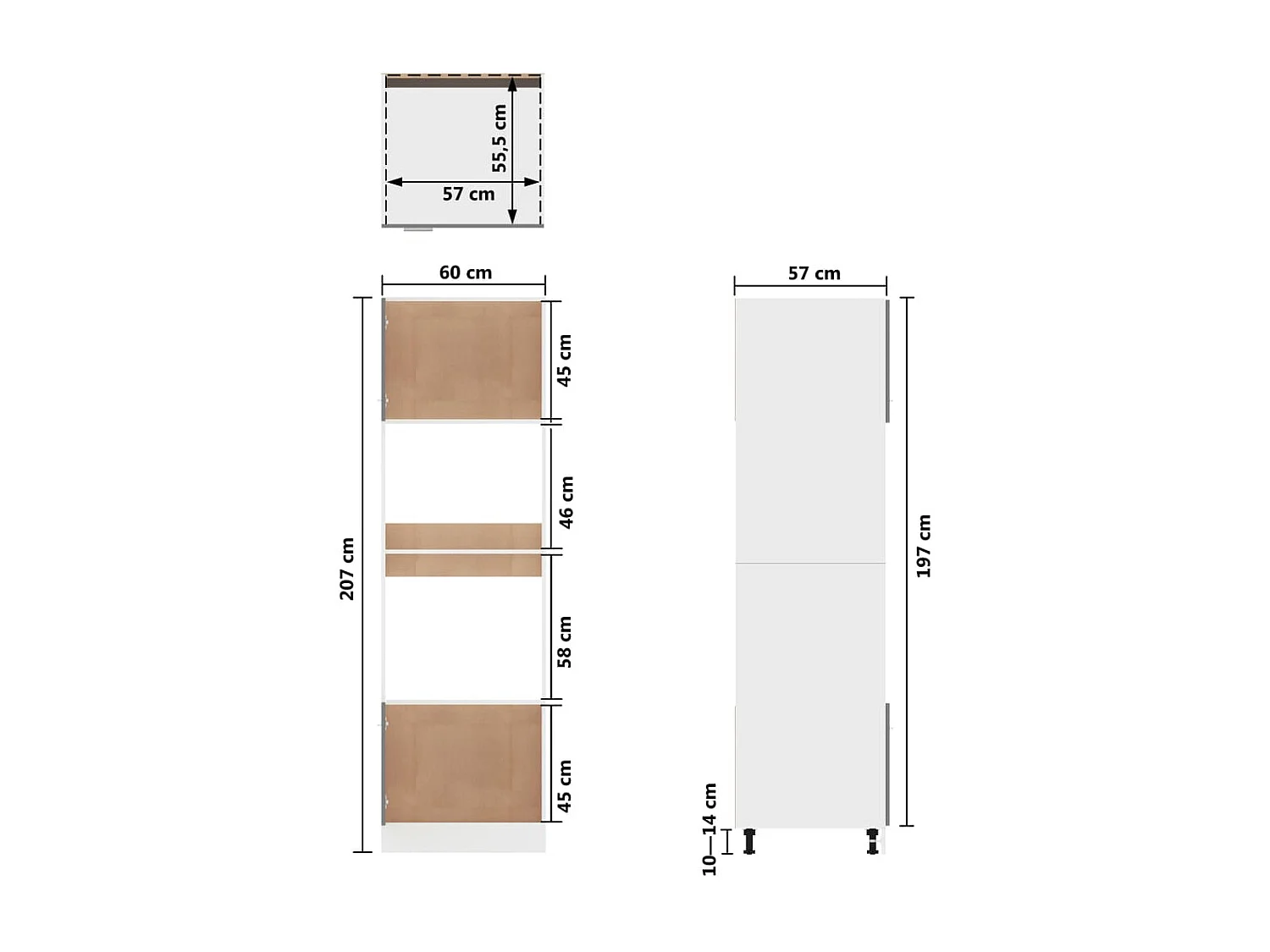 Armario de microondas madera contrachapada blanco 60x57x207 cm
