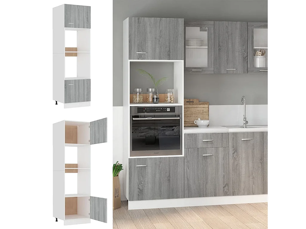 Armário micro-ondas “Lyon” 60x57x207 cm cinza sonoma