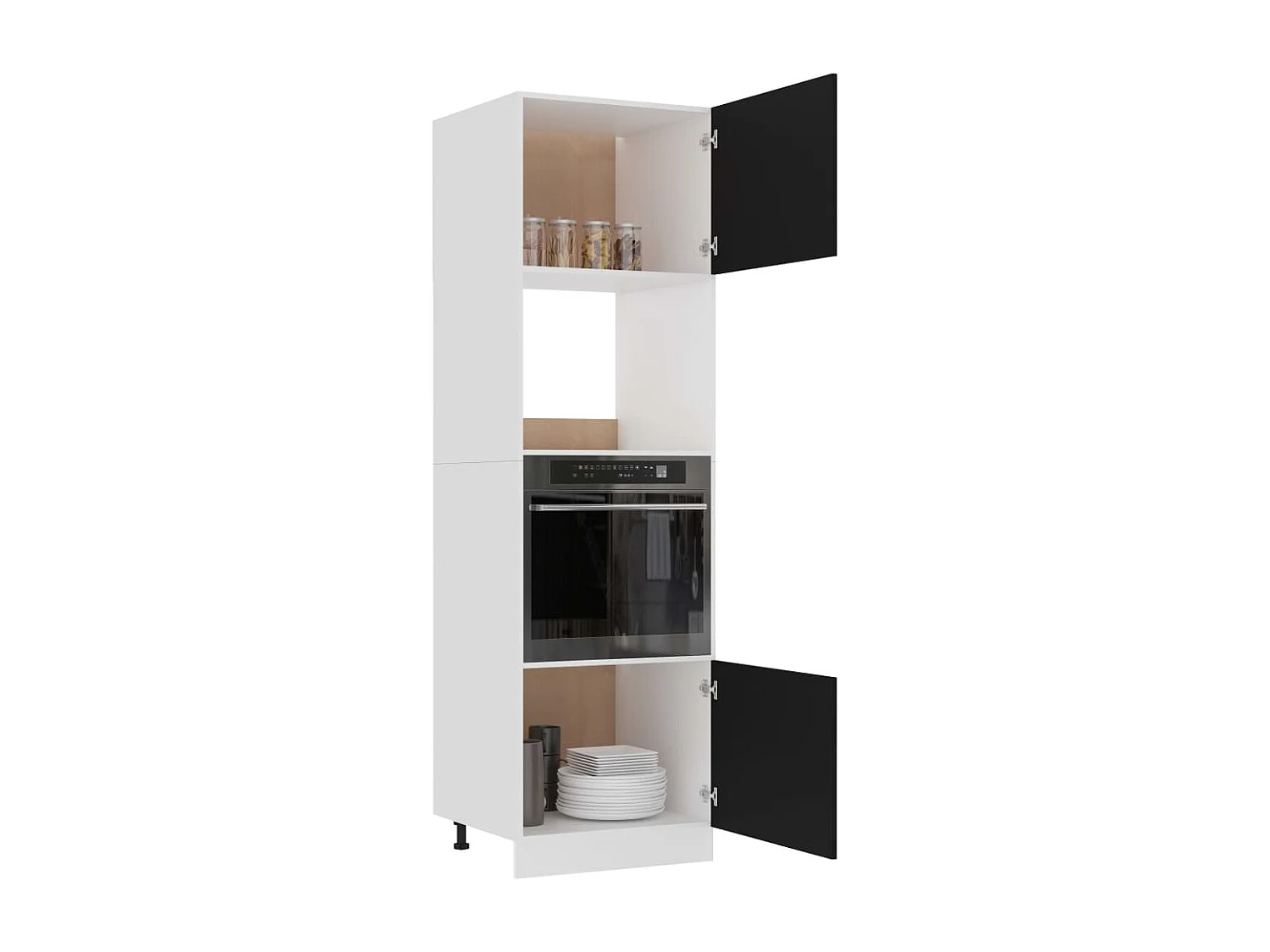 Armoire à micro-ondes Noir 60x57x207 cm Bois d'ingénierie