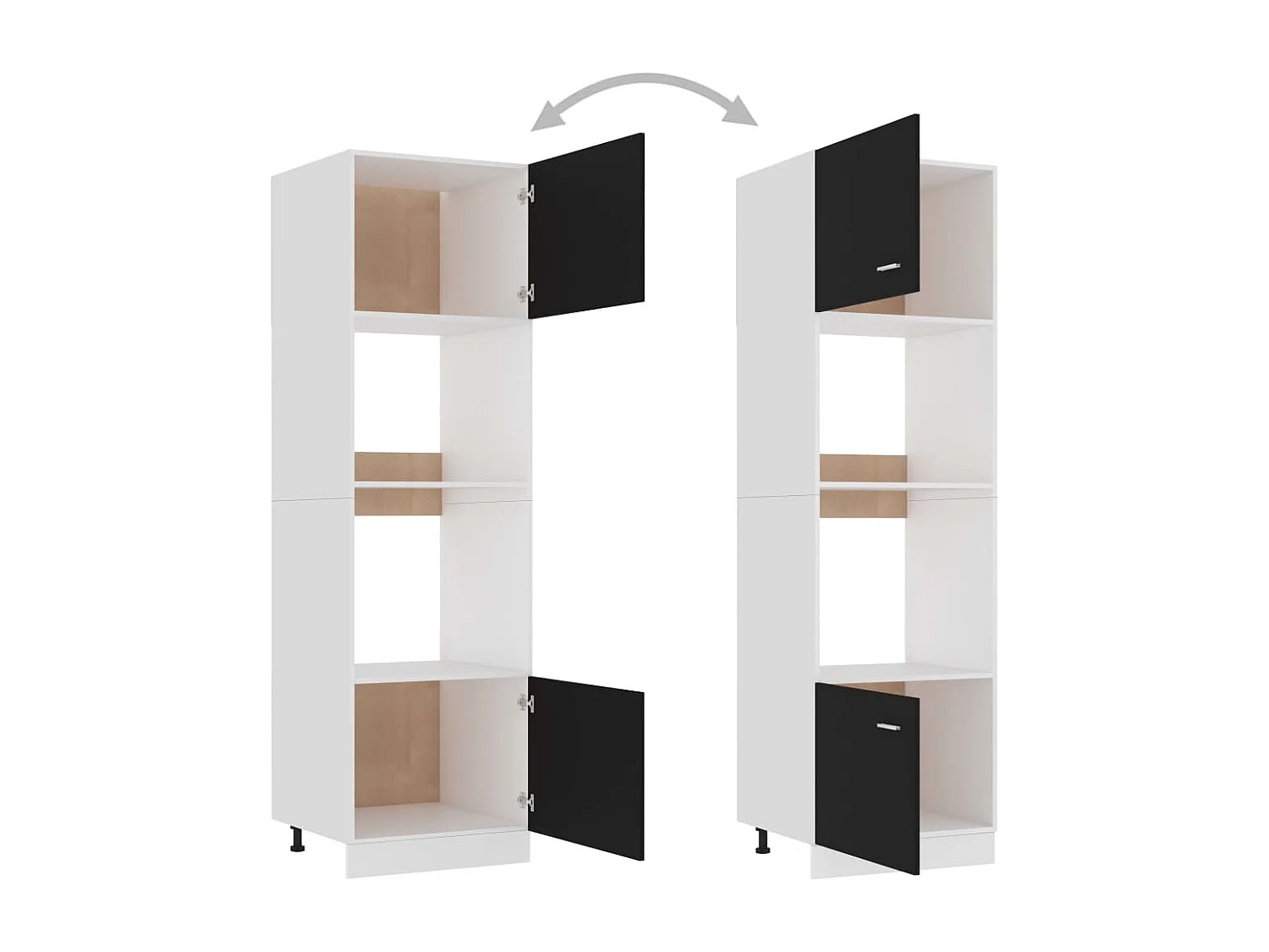 Armoire à micro-ondes Noir 60x57x207 cm Bois d'ingénierie