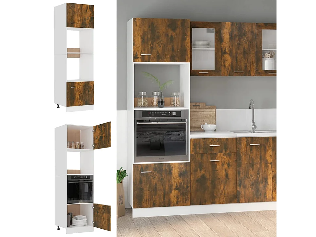 Magnetronkast Lyon 60x57x207 cm bewerkt hout gerookt eiken