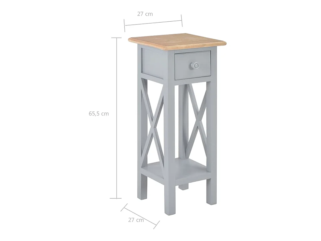 Tavolino Laterale Grigio 27x27x65,5 cm in Legno