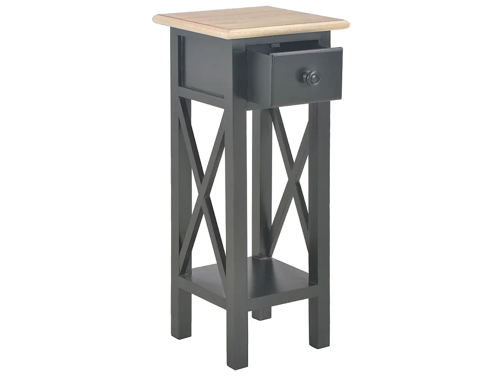 Tavolino Laterale Nero 27x27x65,5 cm in Legno
