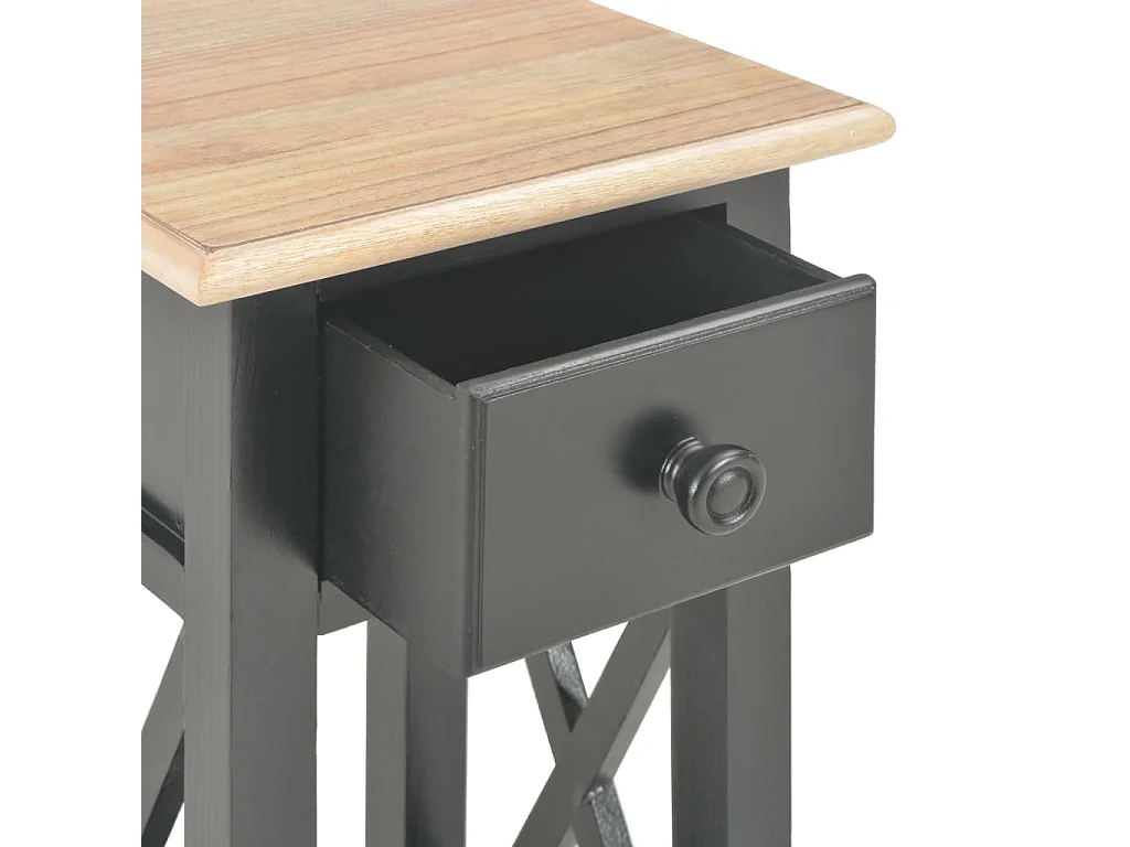 Tavolino Laterale Nero 27x27x65,5 cm in Legno