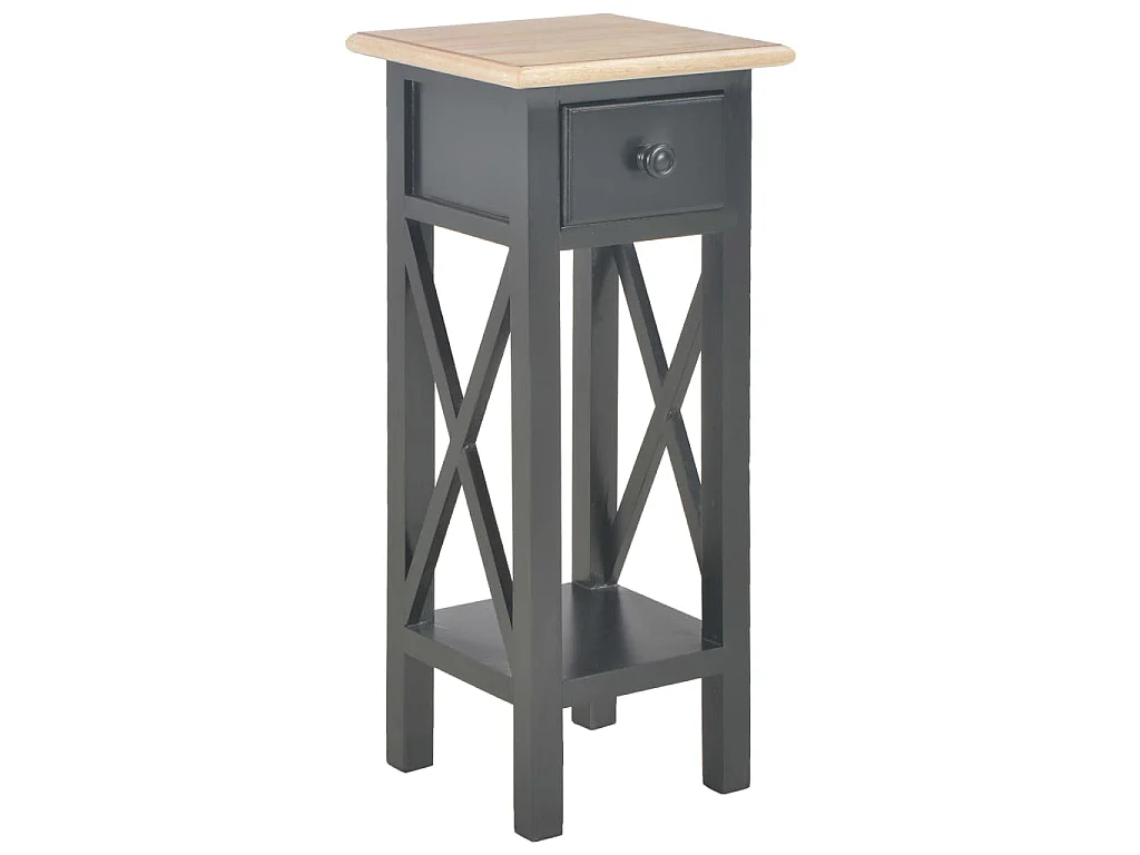 Mesa auxiliar de madera negro 27x27x65,5 cm