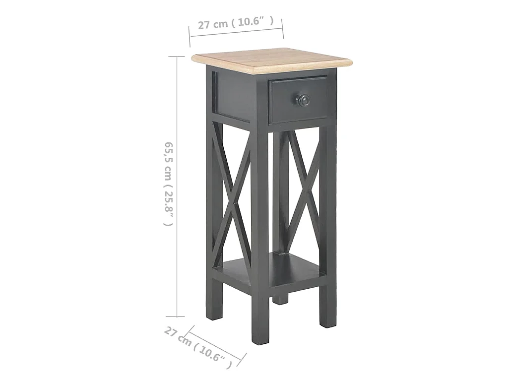 Tavolino Laterale Nero 27x27x65,5 cm in Legno