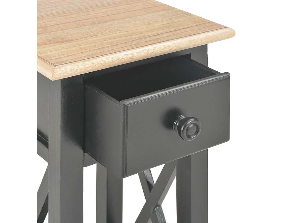 Tavolino Laterale Nero 27x27x65,5 cm in Legno
