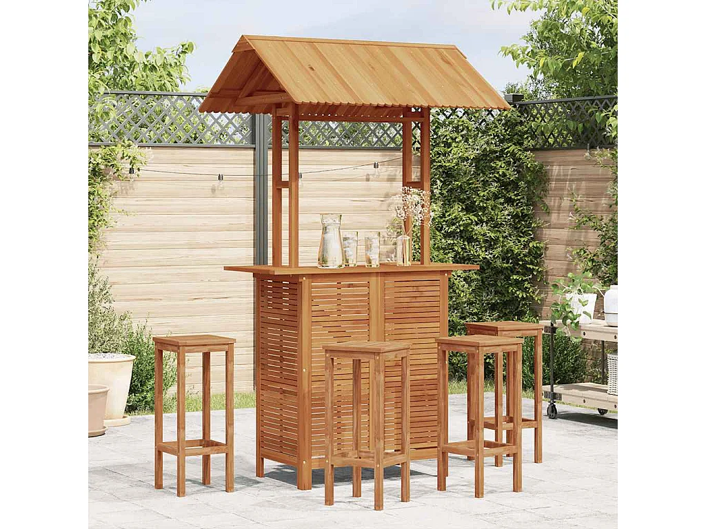 Table de bar d'extérieur avec toit 113x106x217 cm Bois d'acacia