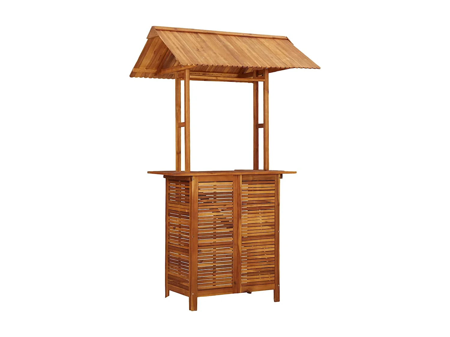 Table de bar d'extérieur avec toit 113x106x217 cm Bois d'acacia