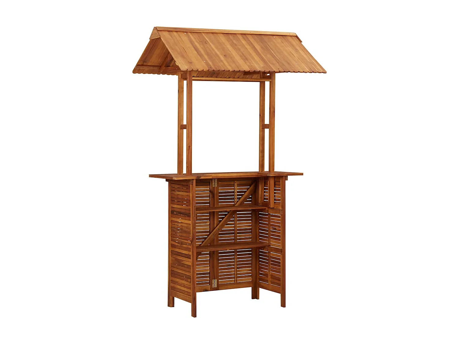 Table de bar d'extérieur avec toit 113x106x217 cm Bois d'acacia