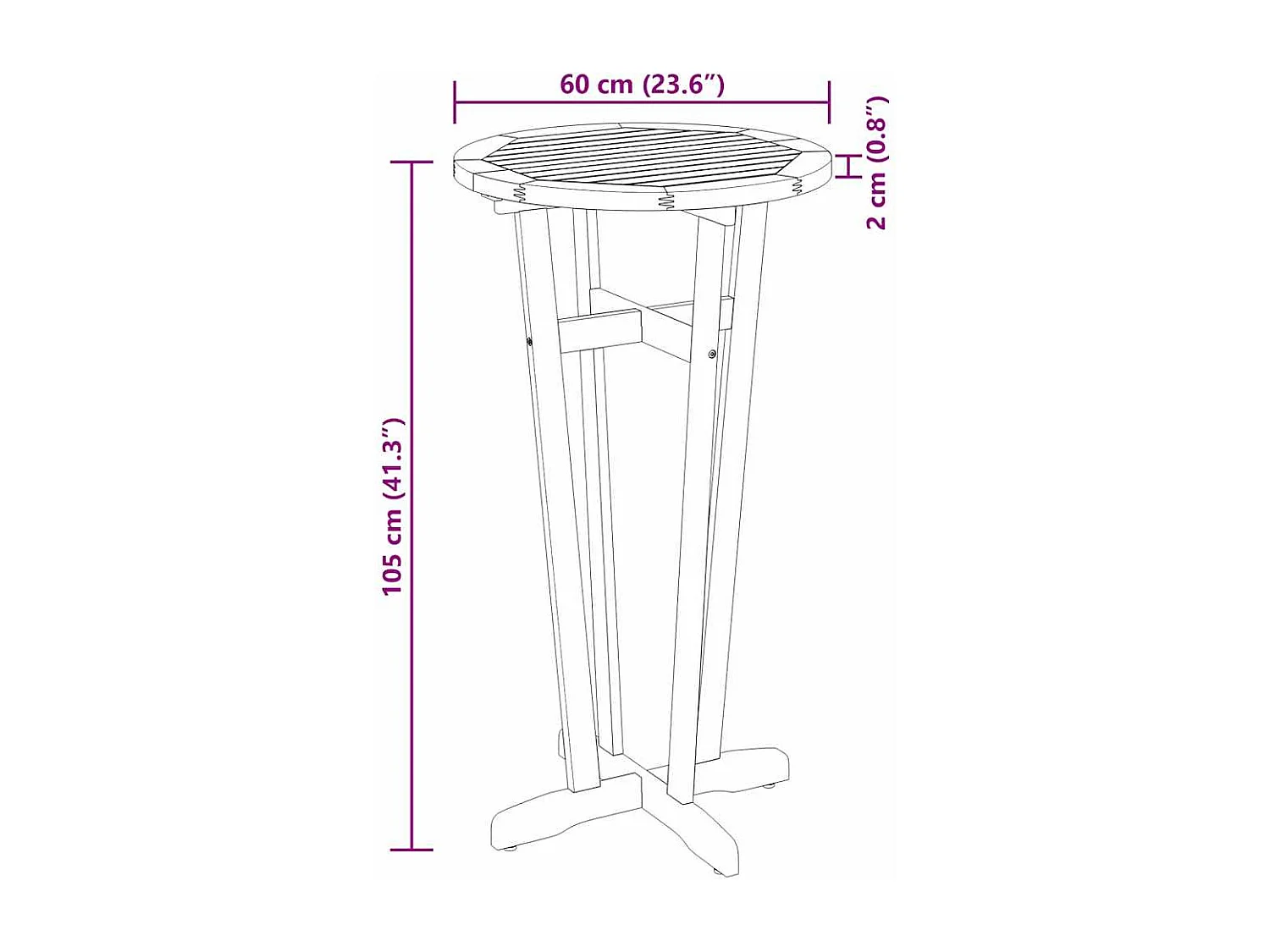 Table de bar de jardin Ø60x105 cm Bois d'acacia solide