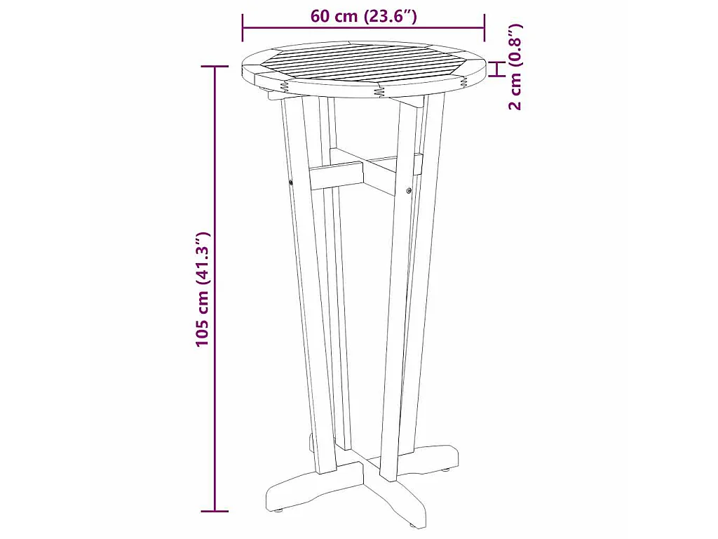 Mesa de bar para jardim Ø60x105 cm madeira de acácia maciça