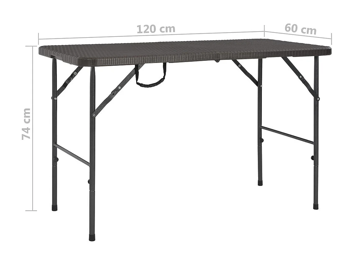 Gartentisch Klappbar Braun 120x60x74 cm HDPE Rattan-Optik