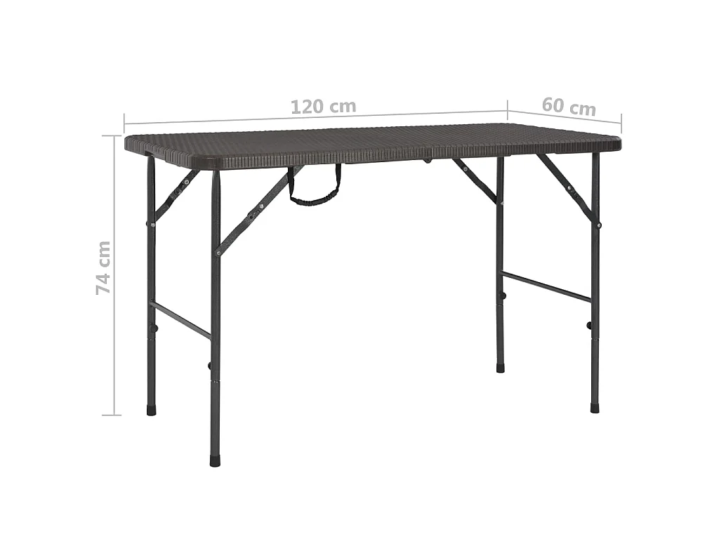 Table de jardin pliante Marron 120x60x74cm PEHD Aspect de rotin