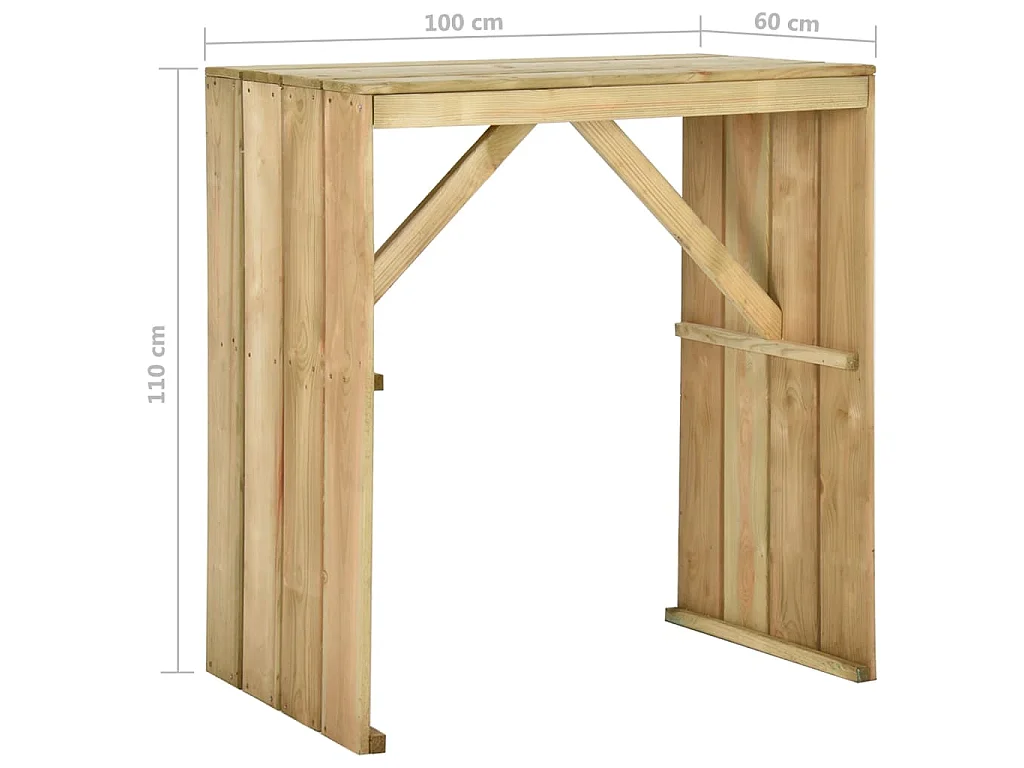 Mesa de bar 100x60x110 cm pinho impregnado