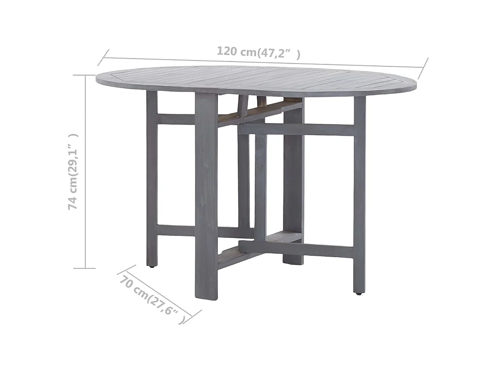 Tuintafel 120x70x74 cm massief acaciahout grijs
