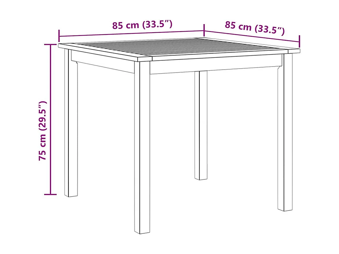 Table de jardin 85x85x74 cm Bois d'acacia massif