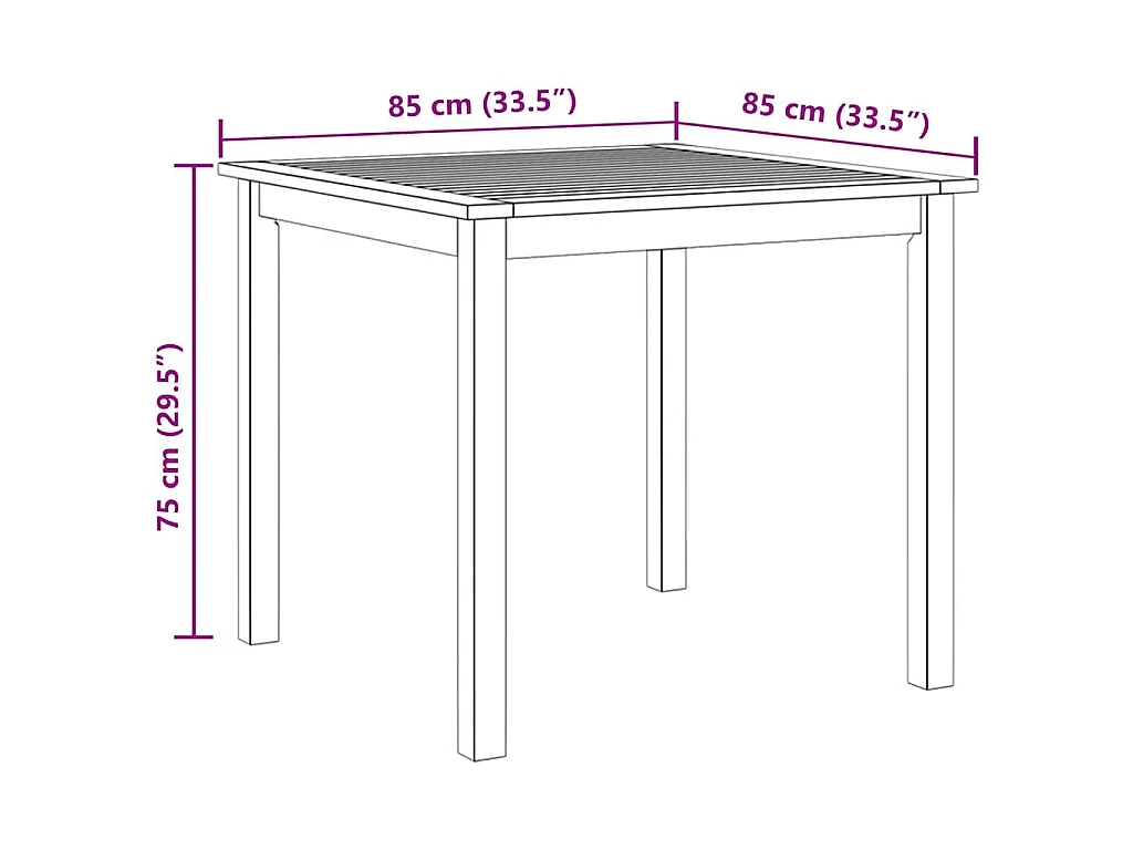 Table de jardin 85x85x74 cm Bois d'acacia massif