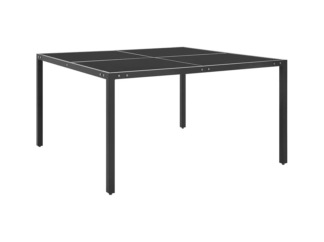 Tuintafel 130x130x72 cm staal en glas antracietkleurig
