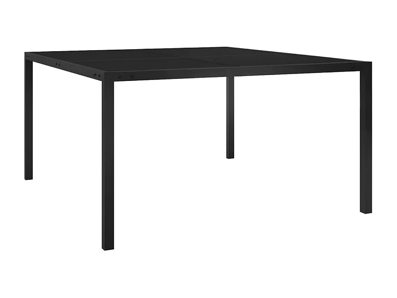 Mesa de jardín de acero y vidrio negra 130x130x72 cm