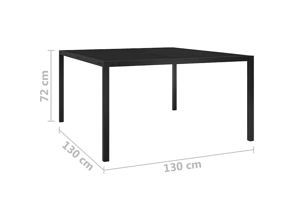 Tuintafel 130x130x72 cm staal en glas zwart