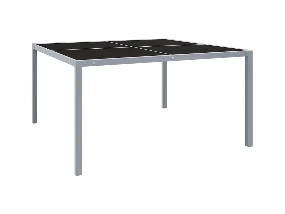 Table de jardin 130x130x72 cm Gris Acier et verre