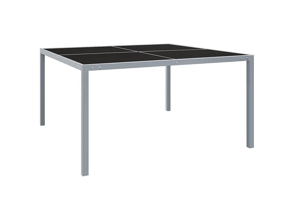 Gartentisch 130x130x72 cm Grau Stahl und Glas