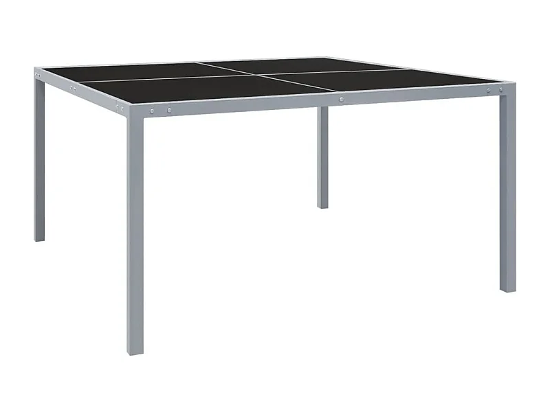 Table de jardin 130x130x72 cm Gris Acier et verre